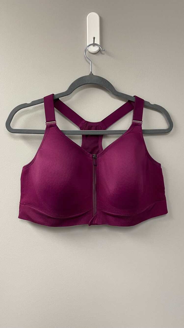 Purple Sports Bra 34D Front Zip Racerback Adjustable Straps